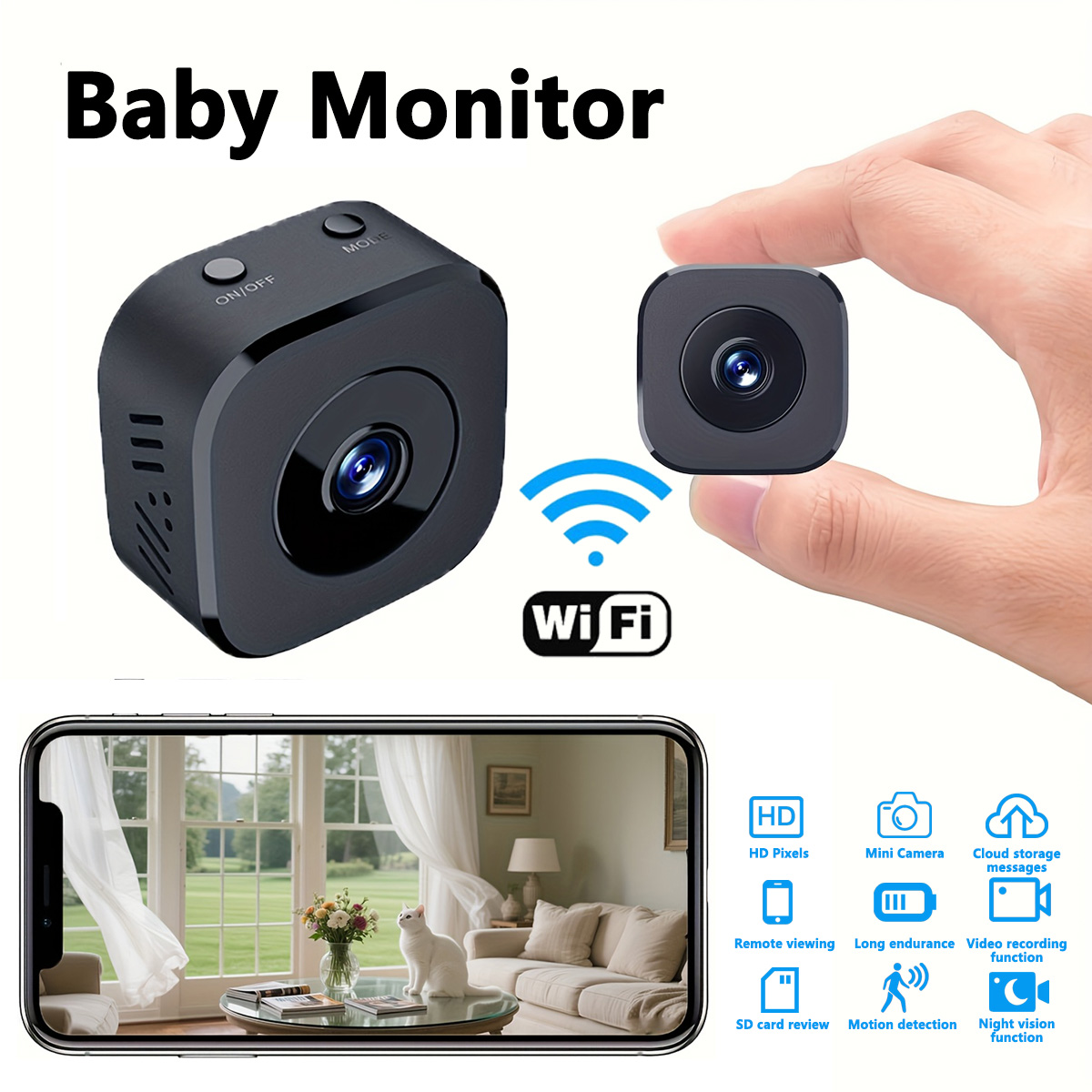 1080P HD Mini WiFi Kamera Kapa - Baby Monitor Sensor incelemesi ve fiyatı